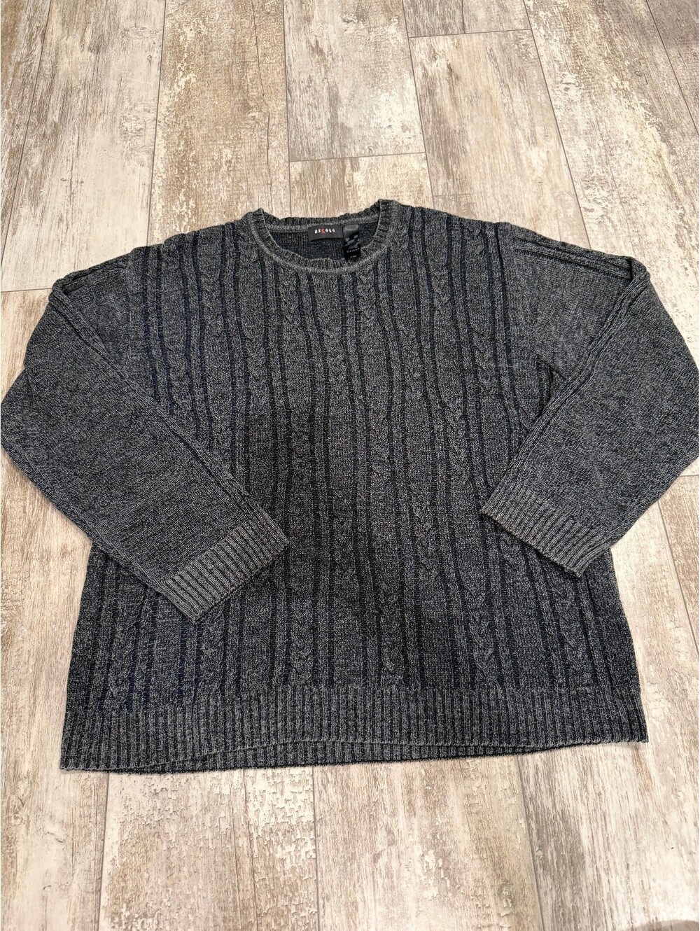 Axcess Mens XXL Gray Cable Knit Sweater 90s Grandpa Core